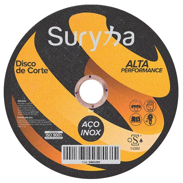 Disco de Corte 230 x 1.9 x 22mm Inox | Suryha